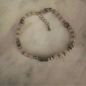Womens beautiful silver beaded bohemian bracelet with clasp